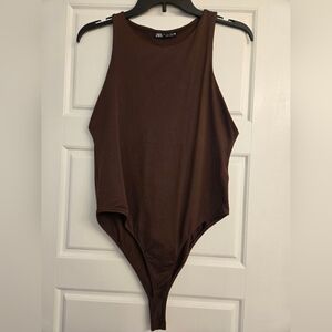 Zara Brown Sleeveless Bodysuit